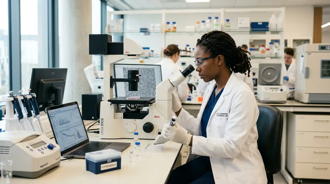 Chercheuse travaillant en laboratoire